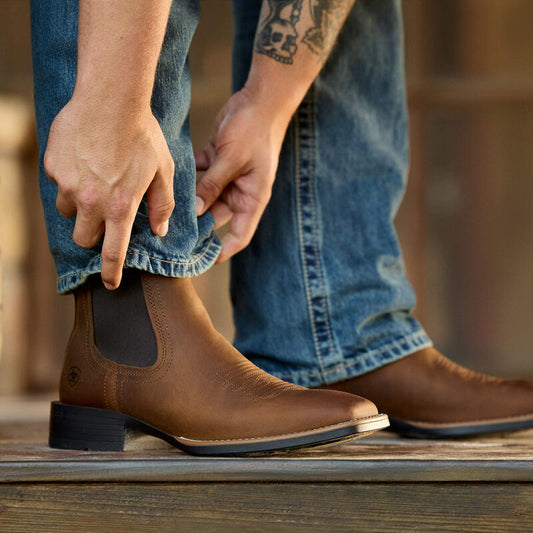 Men's Booker Chelsea Wide Square Toe Western Boot