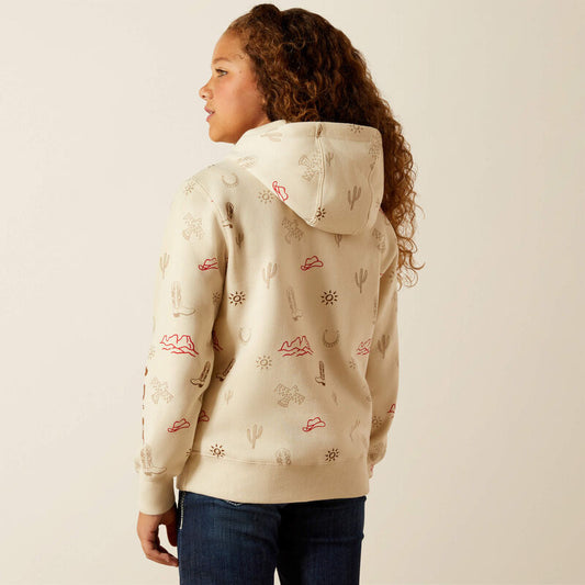 Girl's Western Stamps Hoodie