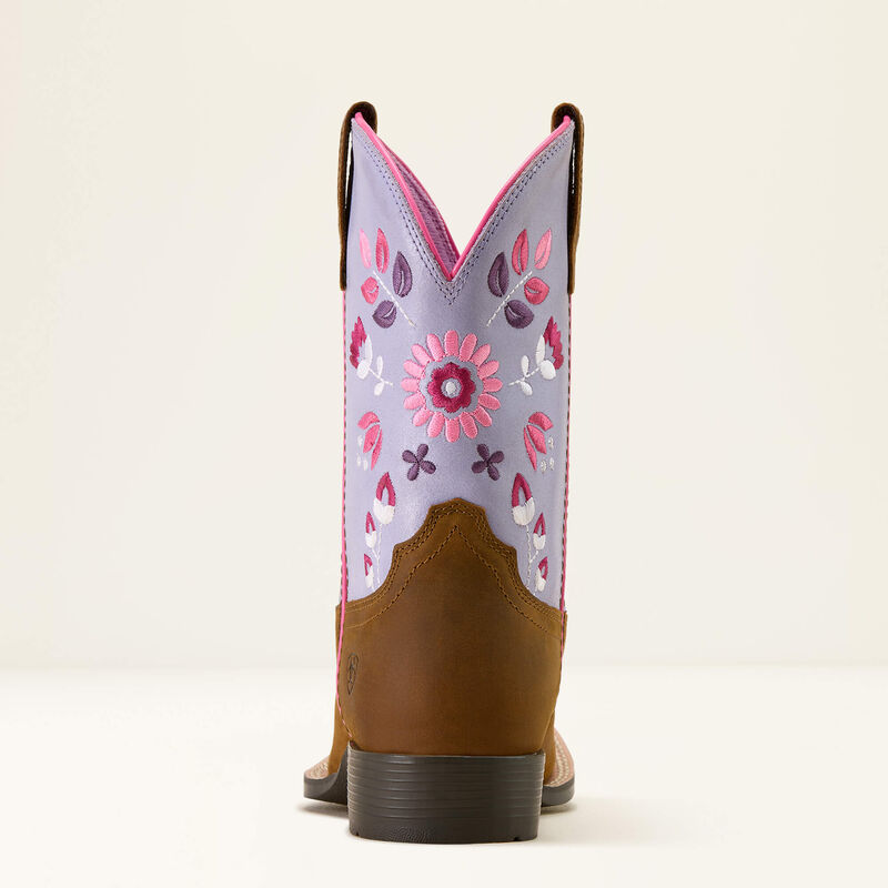 Youth Wild Bloom Wide Square Toe Western Boot
