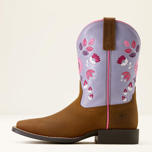 Youth Wild Bloom Wide Square Toe Western Boot