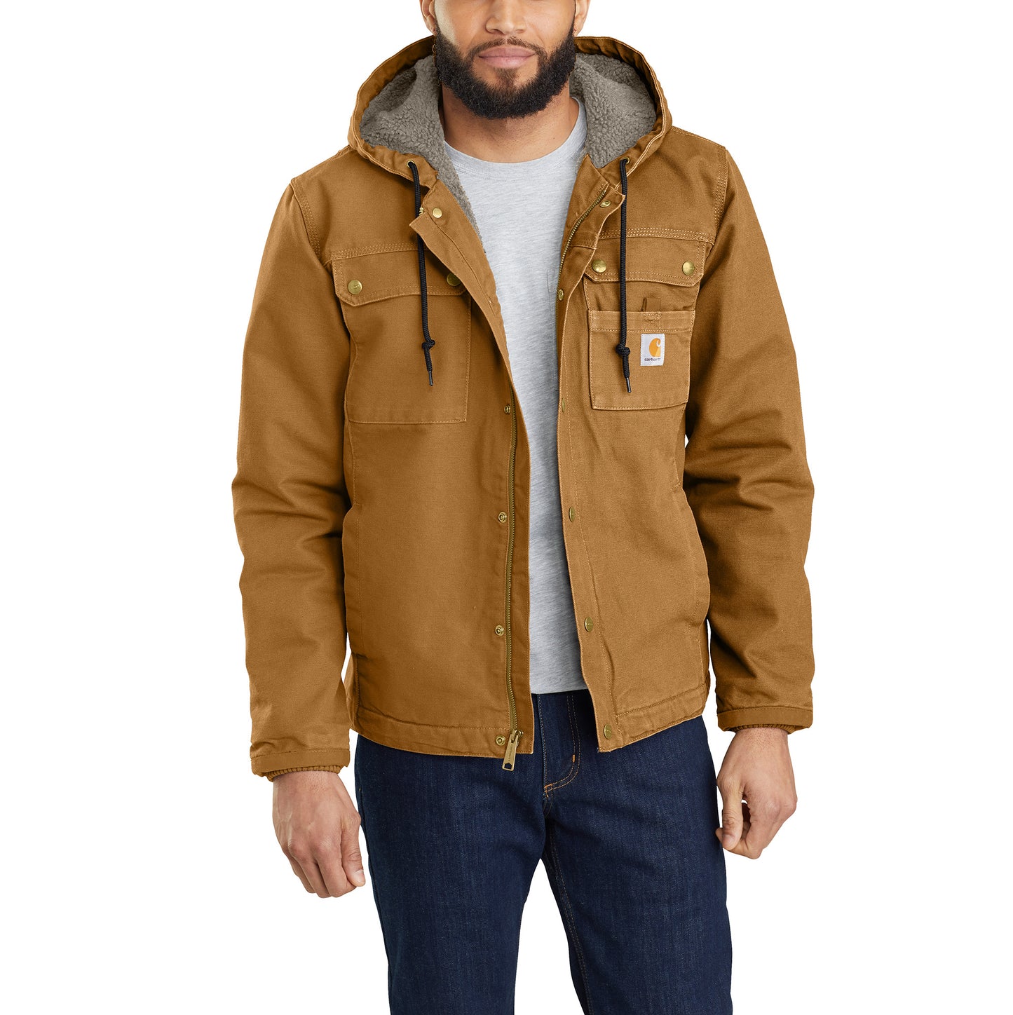 Relaxed Fit Washed Duck Sherpa - Lined Utility Jacket