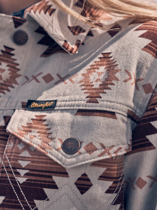 Women's Western Printed Jacket - Geo Brown