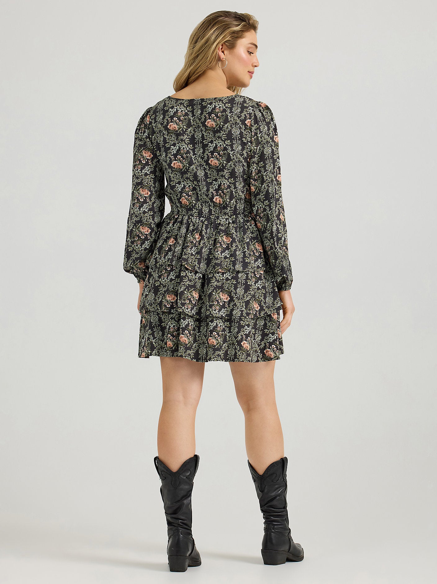 Retro Vintage Floral Long Sleeve Dress