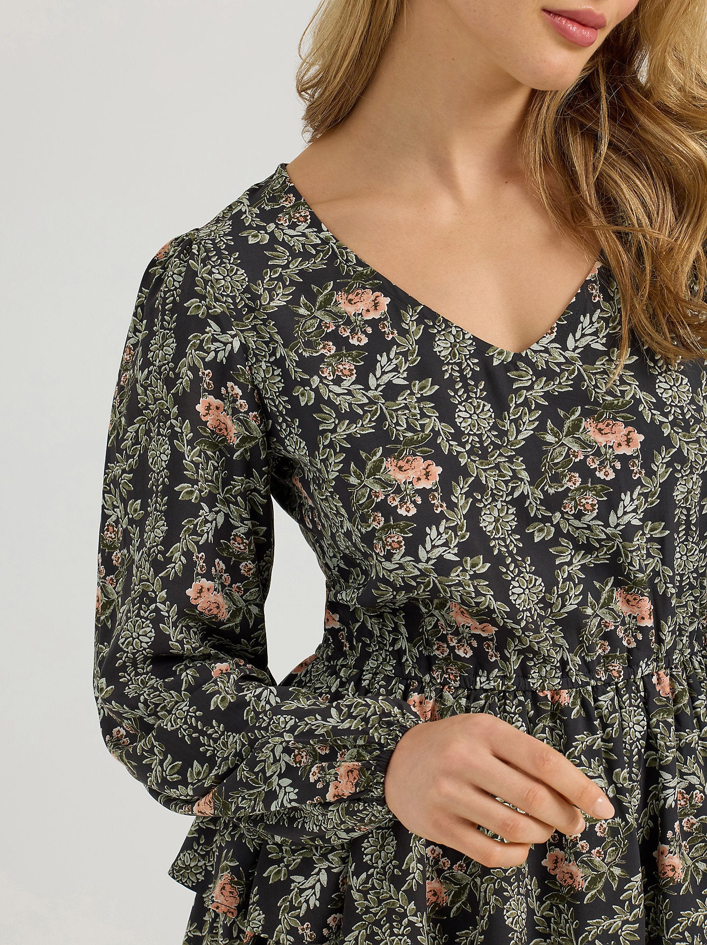 Retro Vintage Floral Long Sleeve Dress