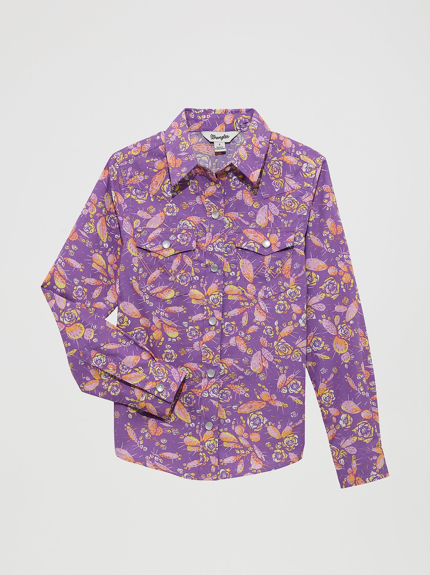 Girl's Long Sleeve Snap Cactus/Purple