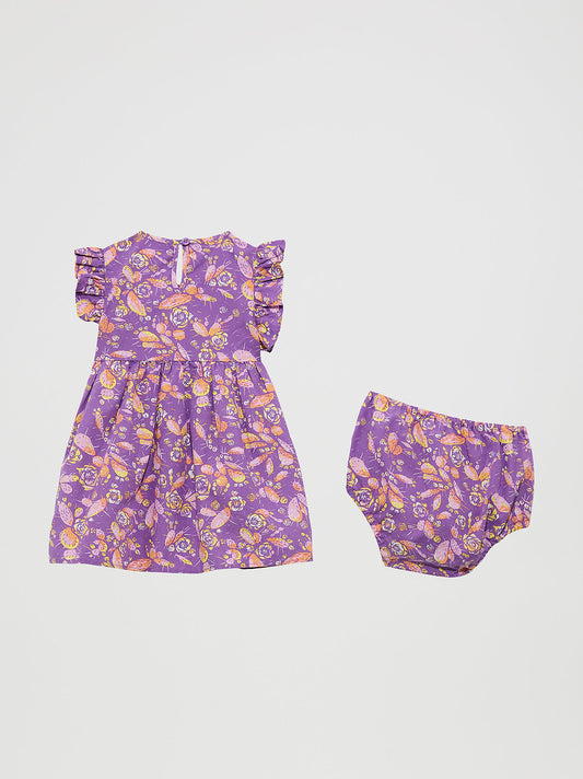 Baby Girl Short Sleeve Dress Cactus/Purple