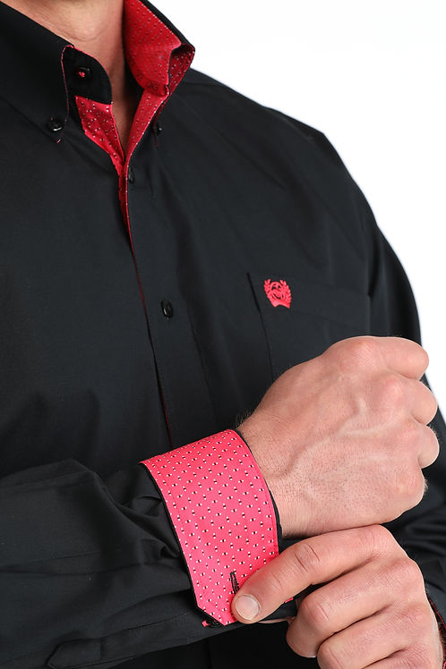 Men's Cinch Long Sleeve Solid Black Shirt