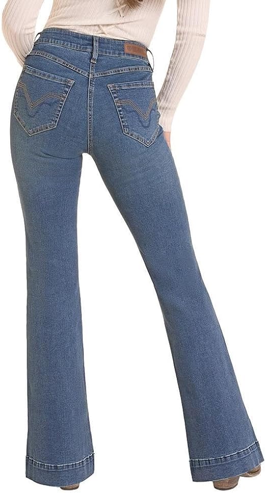 Women's Sculpted Mid Rise Medium Wash Trouser