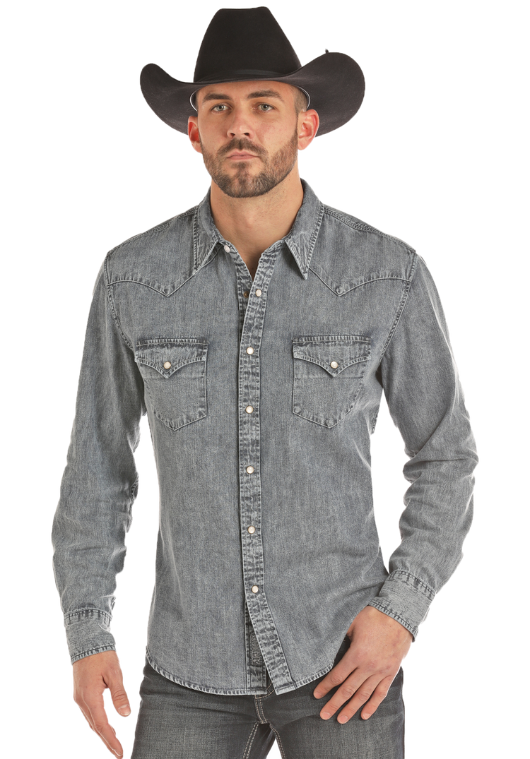 Slim Fit Denim Snap Shirt