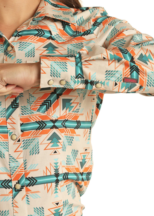 Aztec Long Sleeve Snap Shirt