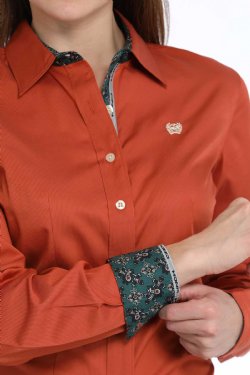 Women's Tencel Copper Stripe Button-Up