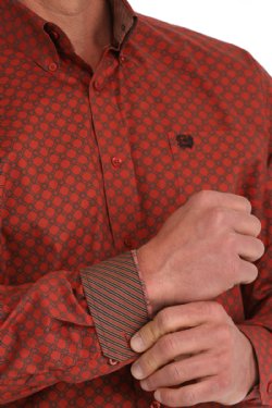 Men's Long Sleeve Western Print