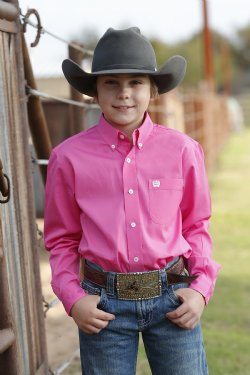 Kid's Solid Long Sleeve Western Shirts