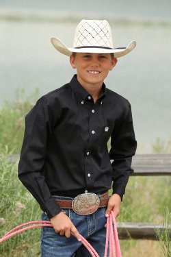 Kid's Solid Long Sleeve Western Shirts