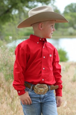 Kid's Solid Long Sleeve Western Shirts