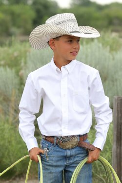 Kid's Solid Long Sleeve Western Shirts