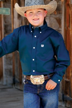 Kid's Solid Long Sleeve Western Shirts