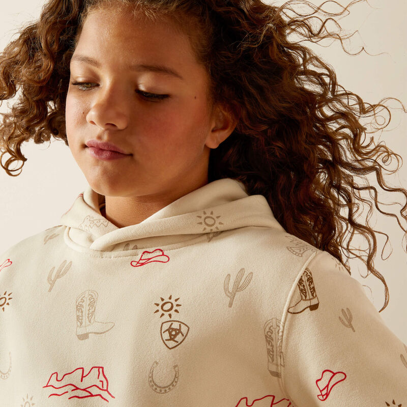 Girl's Western Stamps Hoodie