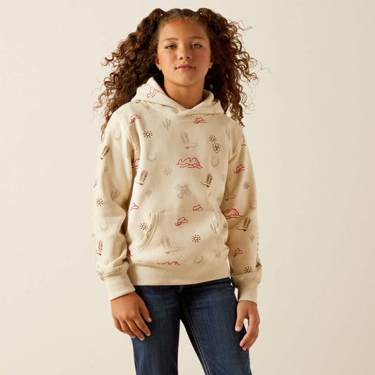 Girl's Western Stamps Hoodie