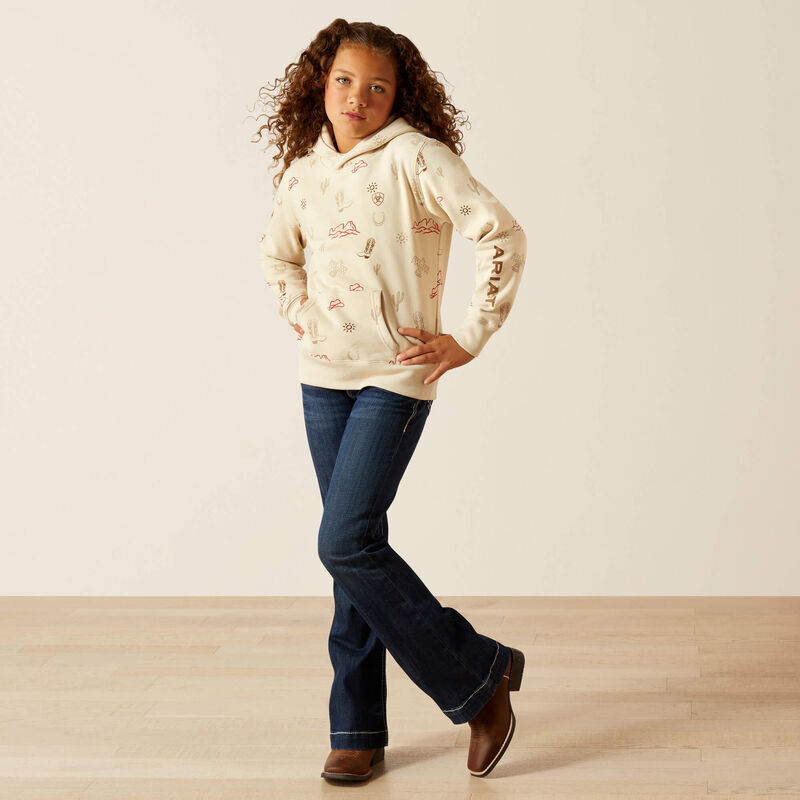 Girl's Western Stamps Hoodie