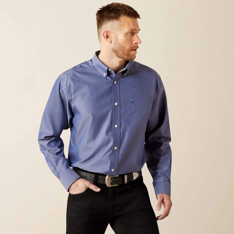 Men's Wrinkle Free Solid Pinpoint Oxford Shirt