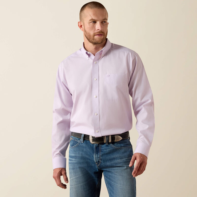 Men's Wrinkle Free Solid Pinpoint Oxford Shirt