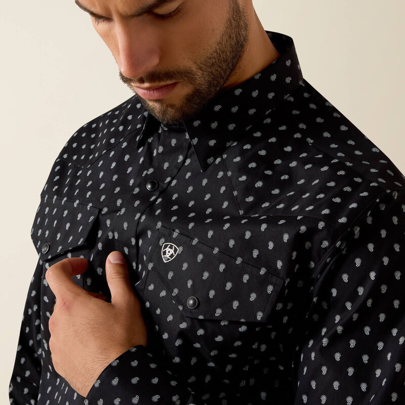 Men's Casual Paisley Fitted LS Snap