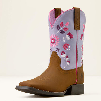 Youth Wild Bloom Wide Square Toe Western Boot