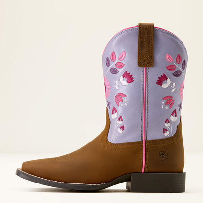 Youth Wild Bloom Wide Square Toe Western Boot
