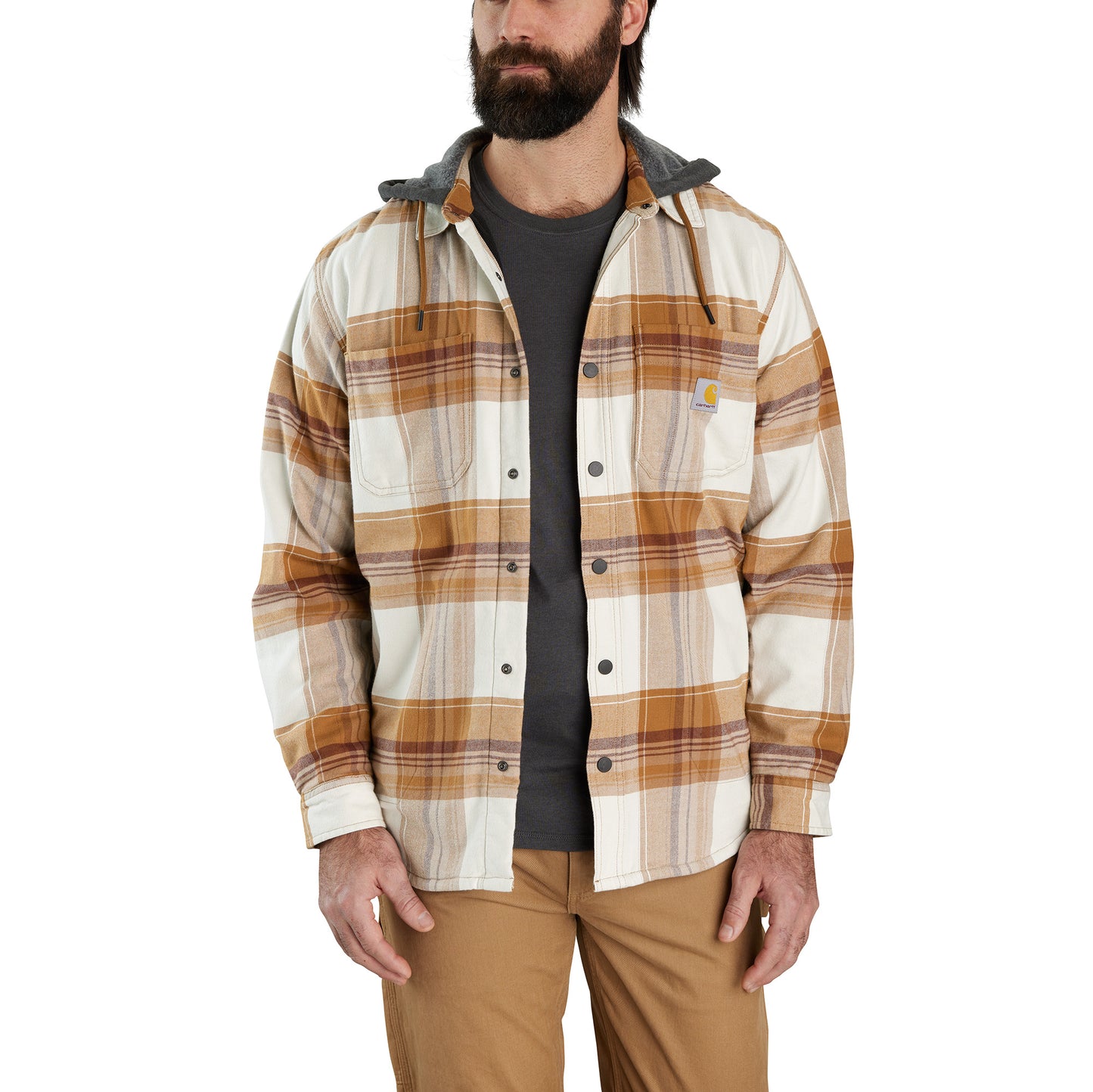 Flannel Fleece Lined Hooded Shirt
