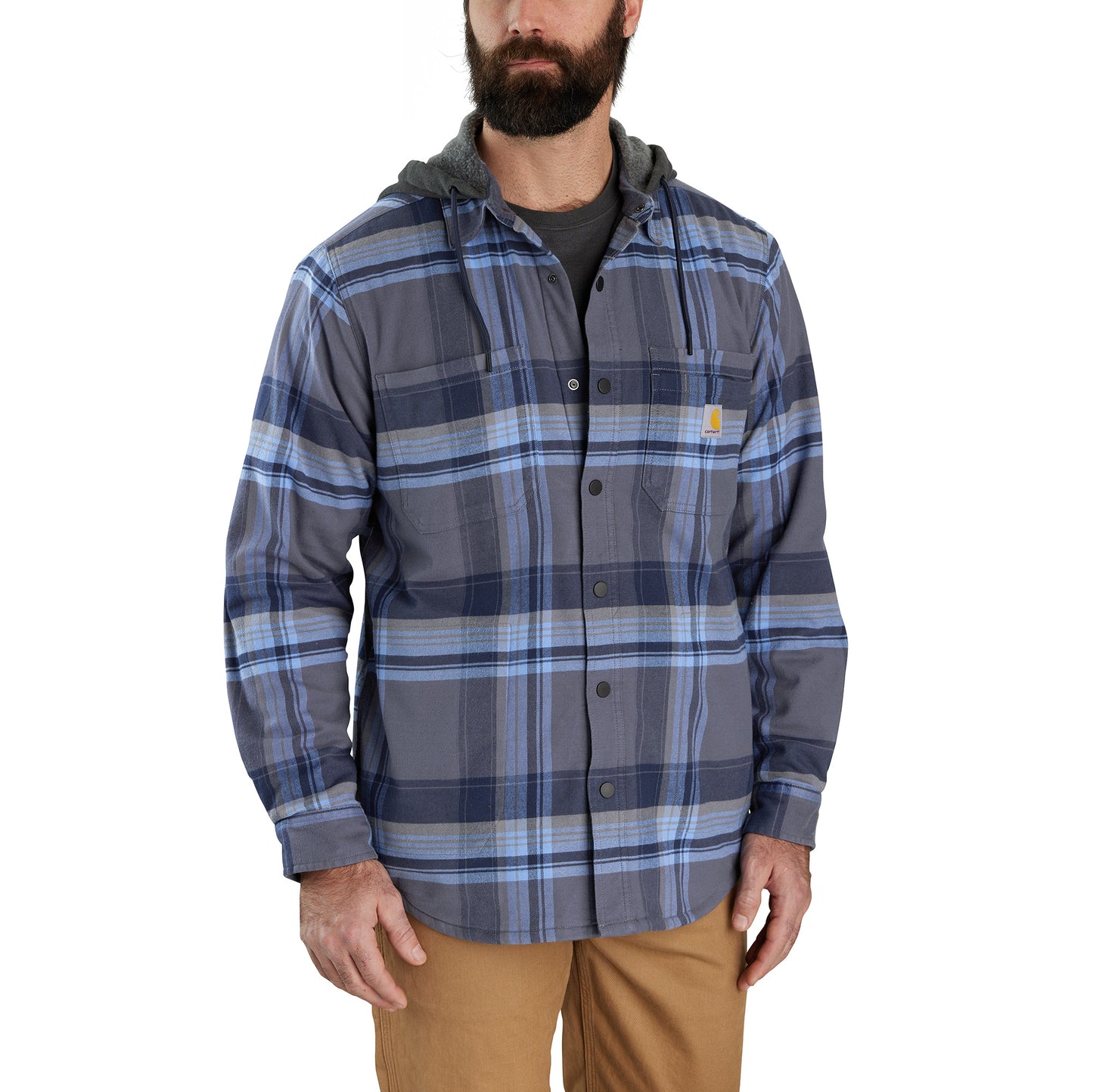 Flannel Fleece Lined Hooded Shirt