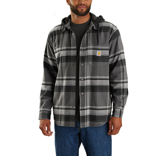 Flannel Fleece Lined Hooded Shirt