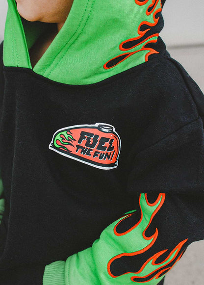 Little Trouble Fuel the Fun Green Flame Hoodie