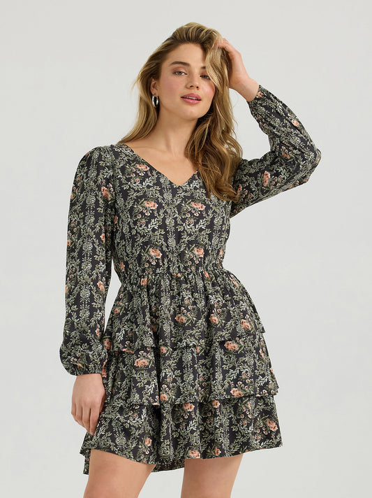 Retro Vintage Floral Long Sleeve Dress