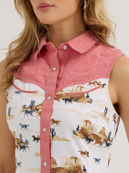 Women's Desert Sleeveless Retro Snap