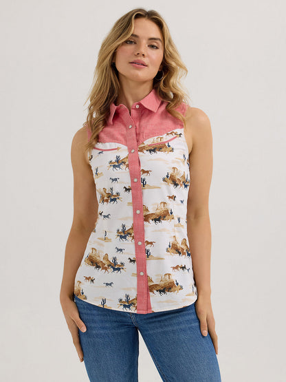 Women's Desert Sleeveless Retro Snap