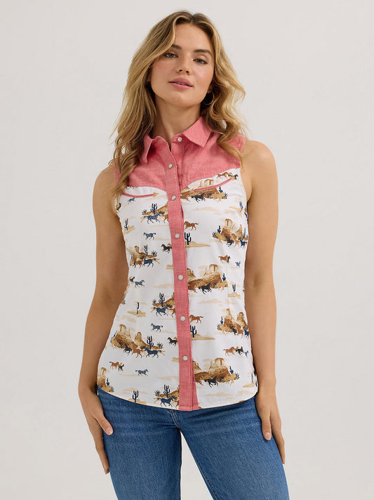 Women's Desert Sleeveless Retro Snap