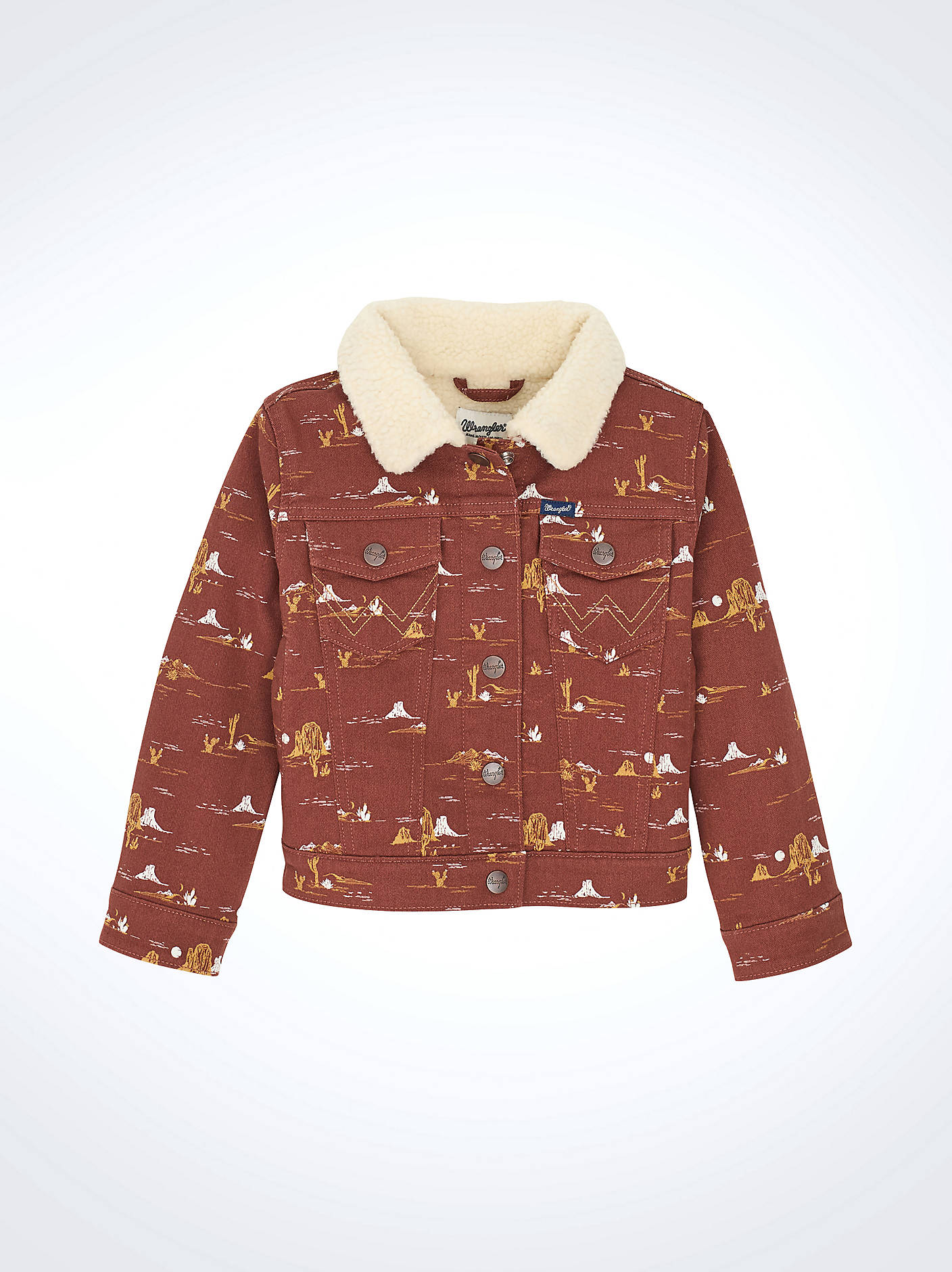 Girl's Southwestern Print Sherpa Denim Jacket