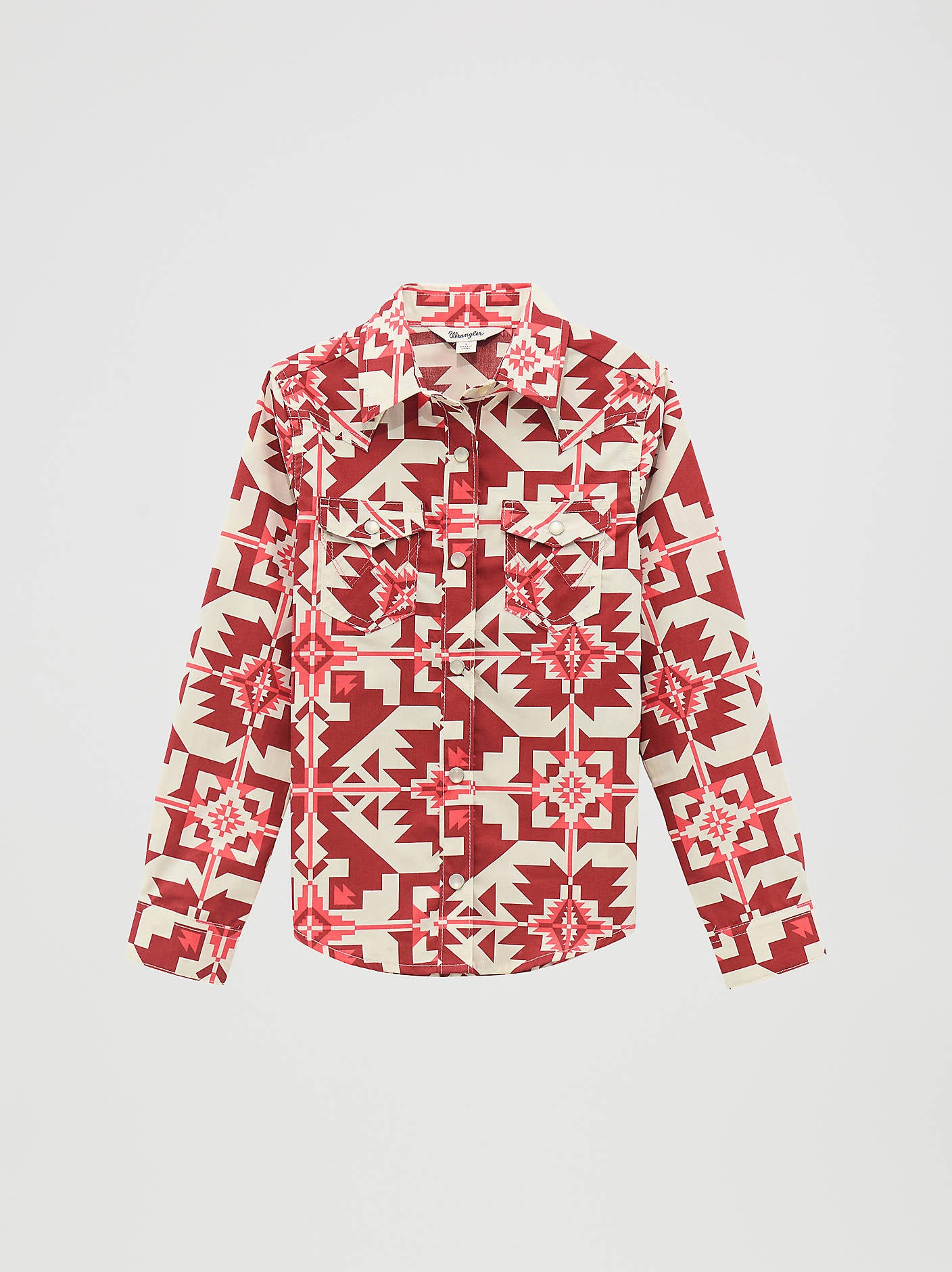 Girl's Long Sleeve Western Print Snap Shirt