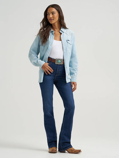 Women's Vintage Fit Denim Long Sleeve Snap Shirt