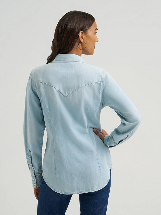 Women's Vintage Fit Denim Long Sleeve Snap Shirt