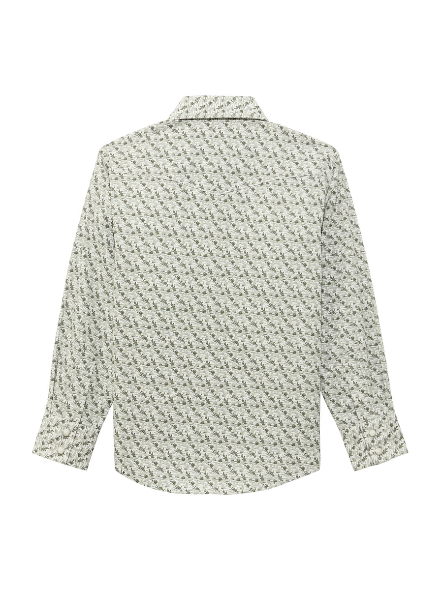 Boy's 20X Competition Classic Western Snap - Green Cactus