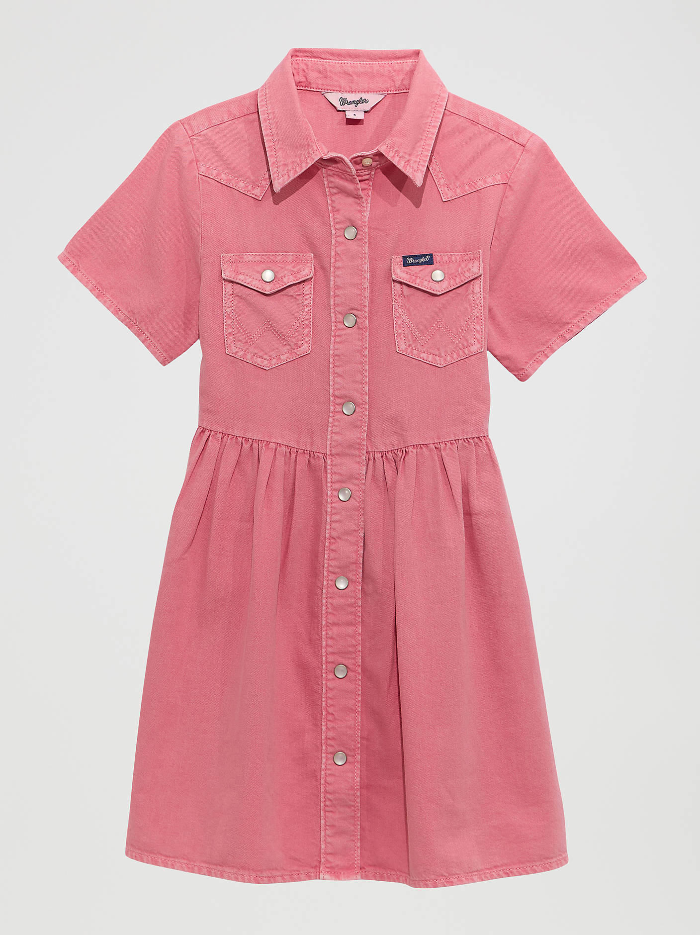 Girl's Short Sleeve Denim Snap Dress