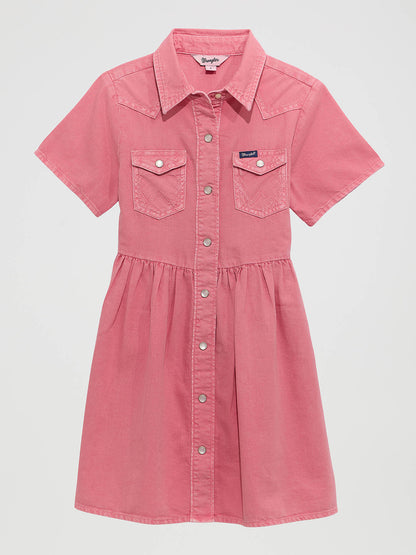 Girl's Short Sleeve Denim Snap Dress