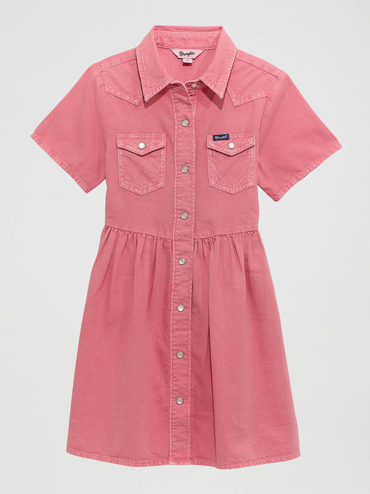 Girl's Short Sleeve Denim Snap Dress