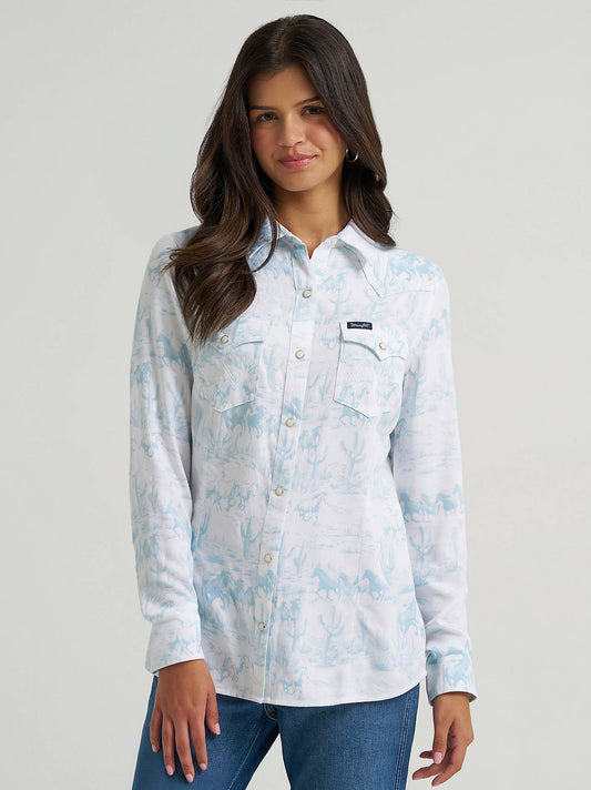 Women's Long Sleeve Country Toile Snap Shirt