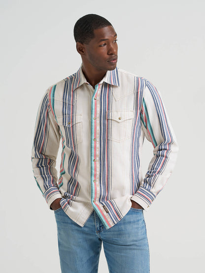 Men's Retro Premium Stripe Western Shirt
