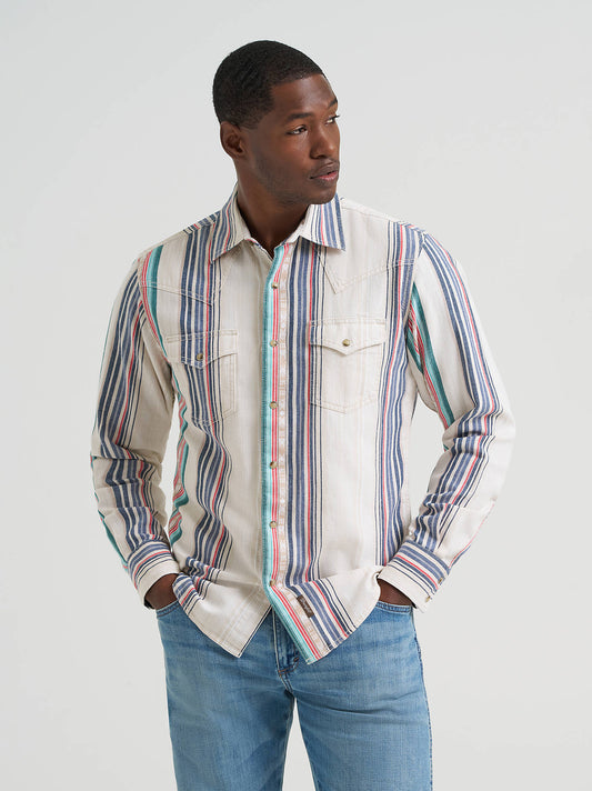 Men's Retro Premium Stripe Western Shirt