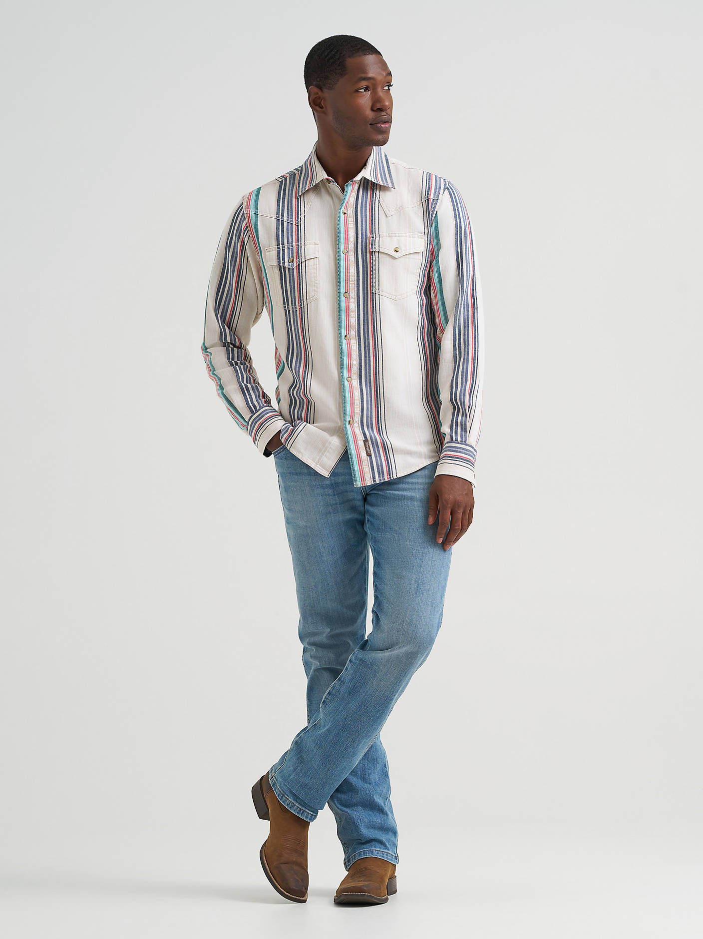 Men's Retro Premium Stripe Western Shirt