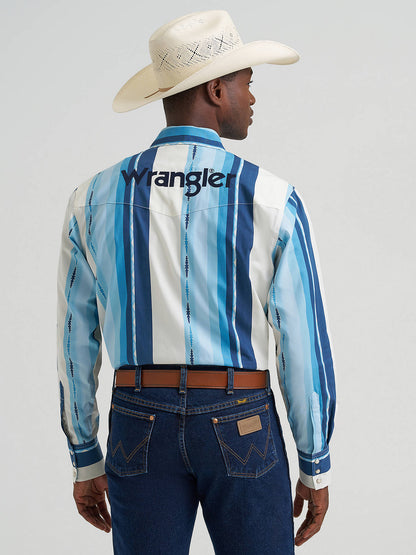 Men's Long Sleeve Wrangler Logo Stripe